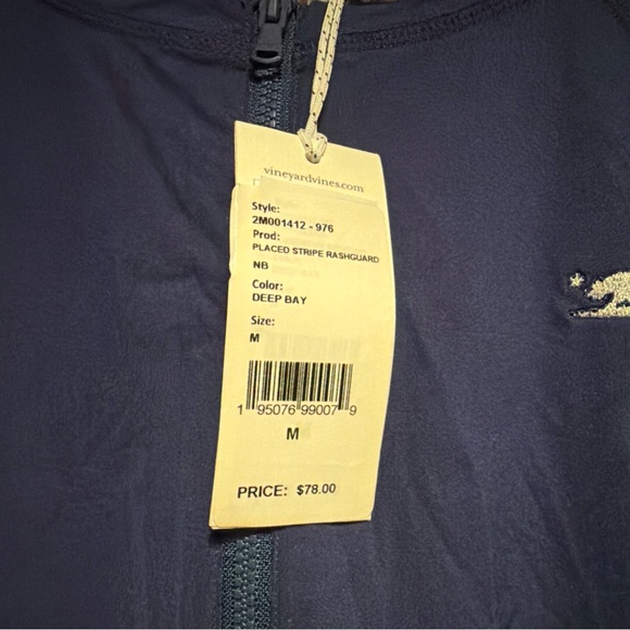 NWT- Women's Vineyard Vines rash guard/swim shirt Medium M Deep Bay Navy Long Sl - Picture 3 of 4